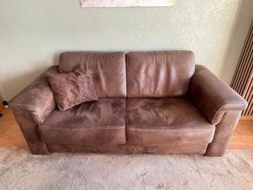 Leren twee en half zits bank met micro vezel