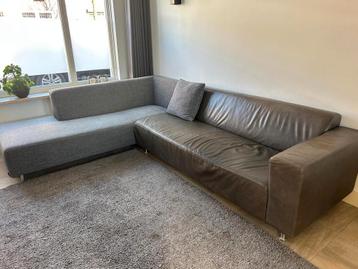 Snel weg! Hoekbank grijs stof+leer