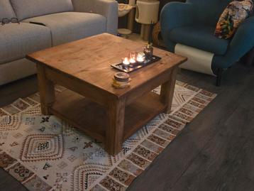 Teakhouten salontafel 80x80 met lade -bijna gratis