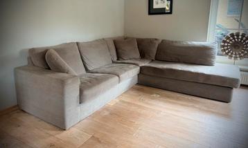 ️ GRATIS ️ Linnen hoekbank met chaise longue - dessert sand