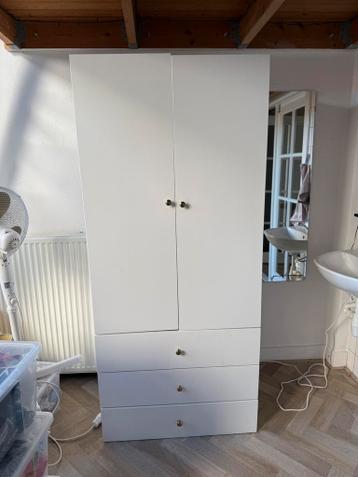 Gratis witte kledingkast met lades – 79 x 180 x 57 cm