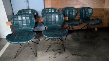 Gratis 6 groene leren eetstoelen