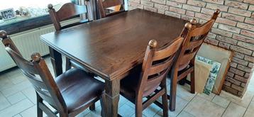 gratis massief eikenhouten uitschuifbare eetkamertafel