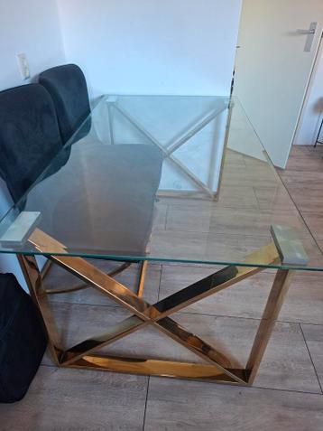 Glazen eettafel met goud - gratis ophalen! 26 feb!!!