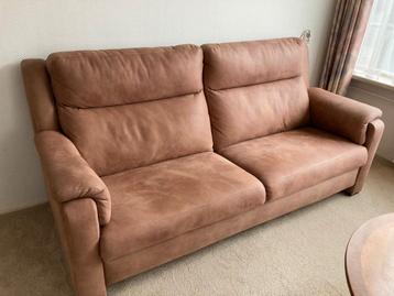 Bruine leren zitbank - moet nu weg