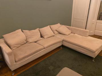 Hoekbank met afneembare hoezen beige / taupe