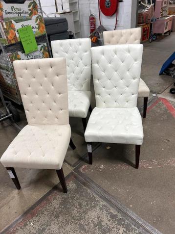 4 Eetkamerstoelen Wit & Crème - Verschillende Bekleding