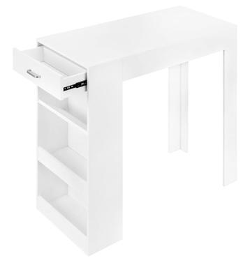 Bar Table; 1 Drawer, 3 Shelves, Wine Rack 100 x 100 x 50 cm