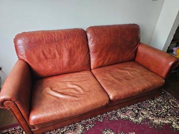 Rood leren bank - 2.5 zits gratis ophalen