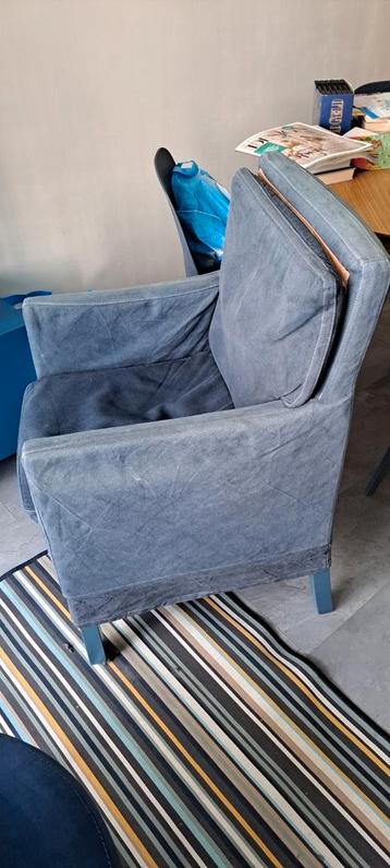 Gratis af te halen. 4x blauwe eetkamerstoel met wasbare hoes