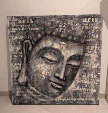 Buddha Schilderij met Relief - 100x100cm
