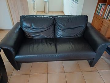 2x 2.5 zits Zwarte leren bank