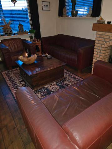 Zithoek: Leren Banken en Fauteuil Set