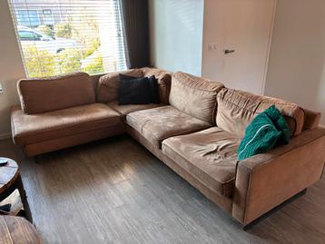 Cognac hoekbank met gebruikerssporen - gratis ophalen!