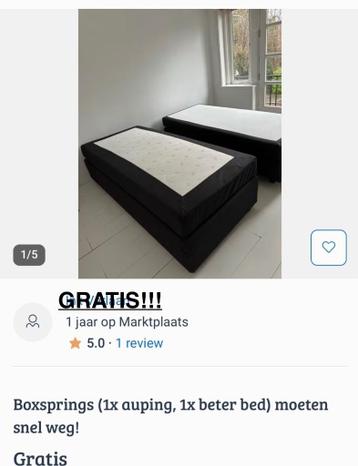 BOXSPRING BEDDEN 2x1persoons GRATIS