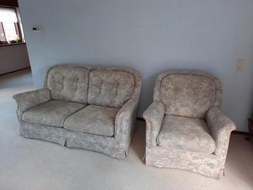 Comfortabel bankstel: royale tweezitsbank en fauteuil