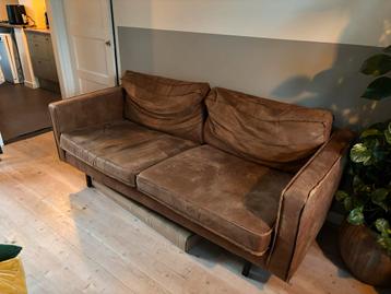 Mooie bruine leren bank - Tweezitter