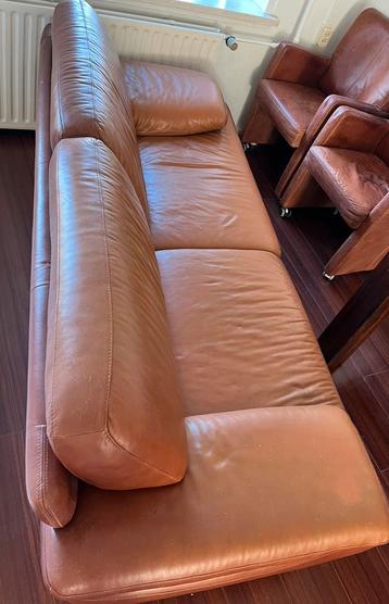 3 persoons bank leer 218 B x 78 L x 87
