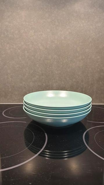 4 turquoise IKEA ceramic deep plates