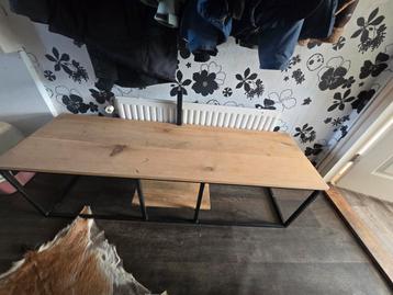 Stijlvol TV Meubel met Houten Blad en Metalen Frame