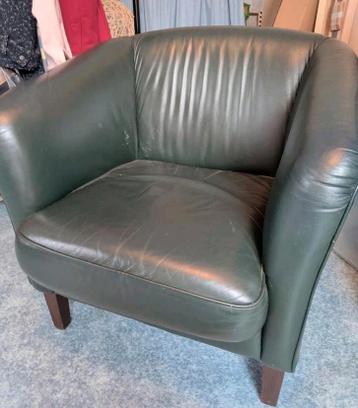 Groene leren fauteuil - gratis af te halen
