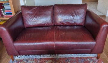 Leren bank 2,5- zits kleur Bordeaux
