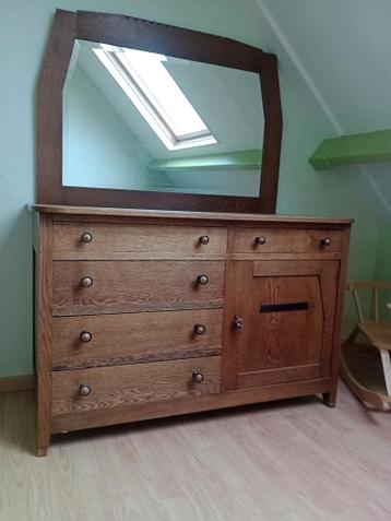 eiken dressoir met spiegel