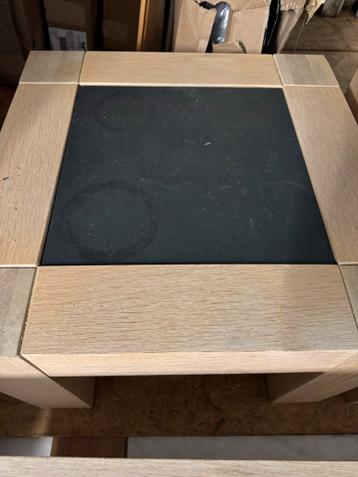 Salontafel set met leisteen inleg - 1 grote en 2 bijzettafel