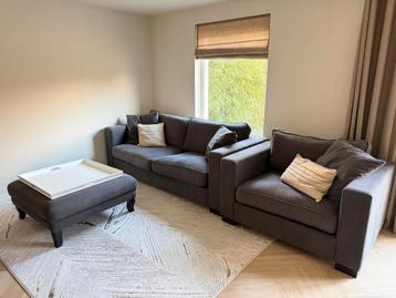 Complete zithoek: Bank, Loveseat, Hocker - Antraciet Grijs