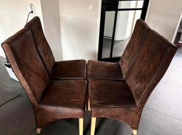 6x bruine eetkamer stoelen