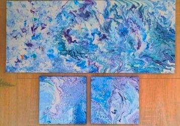 GRATIS..GRATIS nieuw 3 delig handgemaakte schilderij set