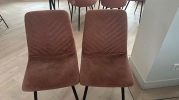 Roze velvet stoelen eet tafel
