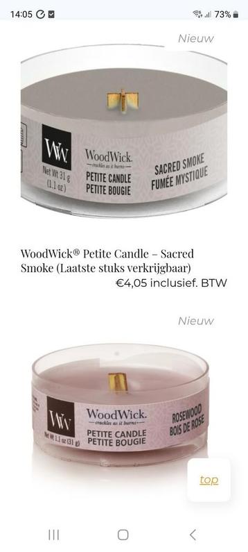 GEZOCHT Woodwick theelichten / petite candles