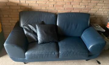 2-zits bankstel blauw leer