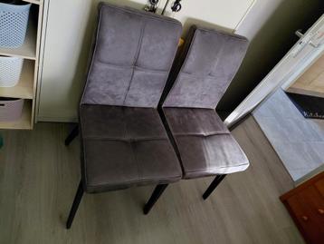 2 Antraciet eetkamerstoelen van den Bommel - Waterafstotend