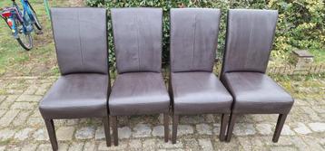 4 leren eetkamerstoelen - gratis af te halen