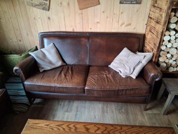 Bruin leren bankstel - 2 en 2,5 zits - gratis af te halen
