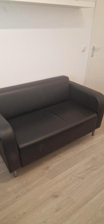 Zwart kunstleren bankje - 140cm breed