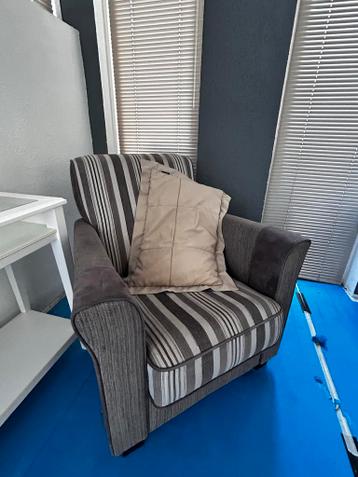 Bankstel 3+2+1 zits, lichtbruin stof, incl. kussens