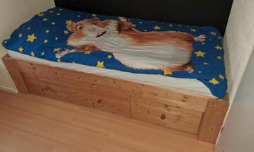 Eenpersoonsbed 90x200 Hout met Lades, Lattenbodem & Matras