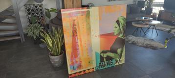 Bardot groot kleurrijk 120x120 cm print canvas