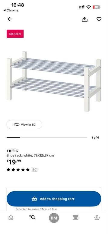 Ikea Tjusig schoenenrek - Wit