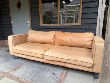 Bruin lederen 3-zit bank