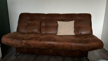 Bruine leren Slaapbank / Futon