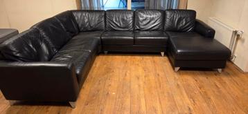 Mooie zwarte lederen loungebank