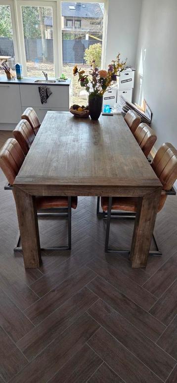 6 stuks stoelen met lederen bekleding