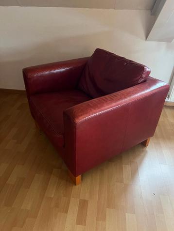 Roodlederen fauteuils (merk Topform)