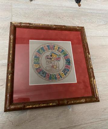 Poster, ingelijst, afbeelding maya kalender