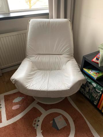Witte leren fauteuil/stoel
