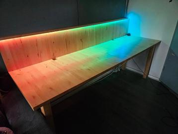 hard houten gamers bureau 2 personen met leds